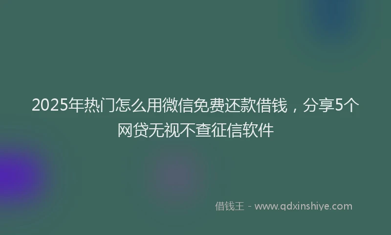 2025年热门怎么用微信免费还款借钱，分享5个网贷无视不查征信软件