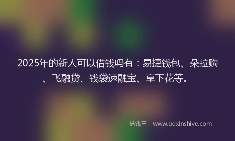 2025年的新人可以借钱吗有：易捷钱包、朵拉购、飞融贷、钱袋速融宝、享下花等。