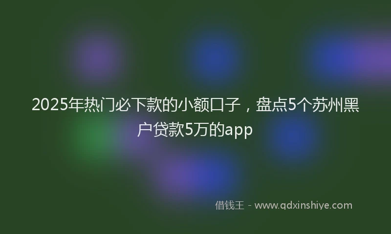 2025年热门必下款的小额口子，盘点5个苏州黑户贷款5万的app