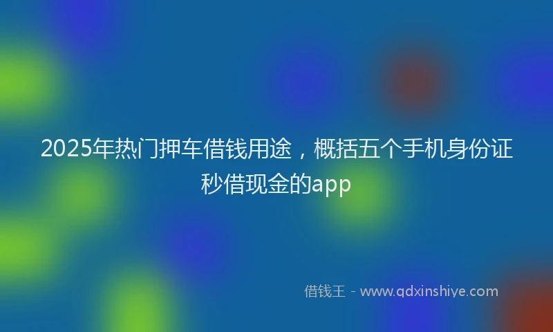 2025年热门押车借钱用途，概括五个手机身份证秒借现金的app