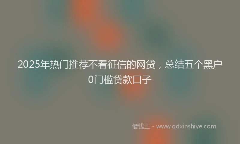 2025年热门推荐不看征信的网贷，总结五个黑户0门槛贷款口子