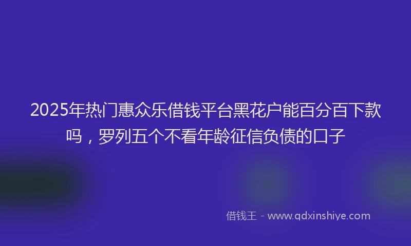 2025年热门惠众乐借钱平台黑花户能百分百下款吗，罗列五个不看年龄征信负债的口子