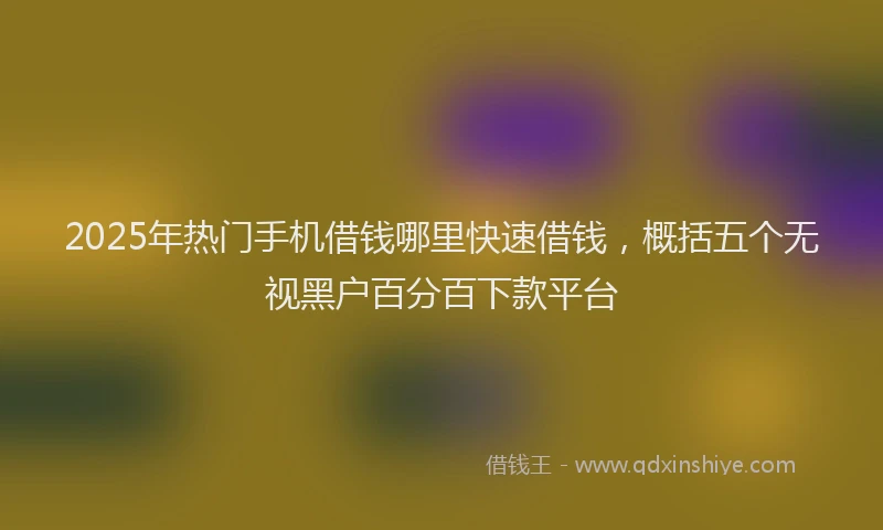 2025年热门手机借钱哪里快速借钱，概括五个无视黑户百分百下款平台