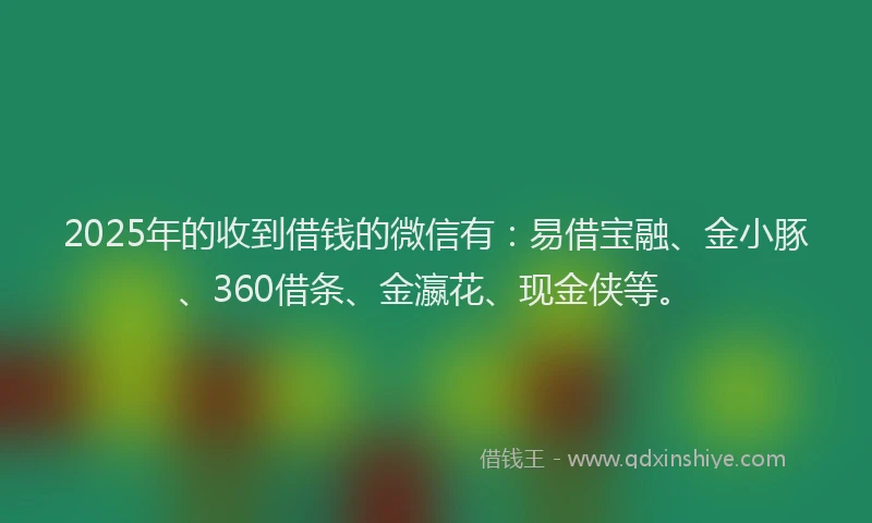 2025年的收到借钱的微信有：易借宝融、金小豚、360借条、金瀛花、现金侠等。