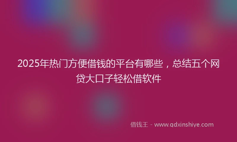 2025年热门方便借钱的平台有哪些，总结五个网贷大口子轻松借软件