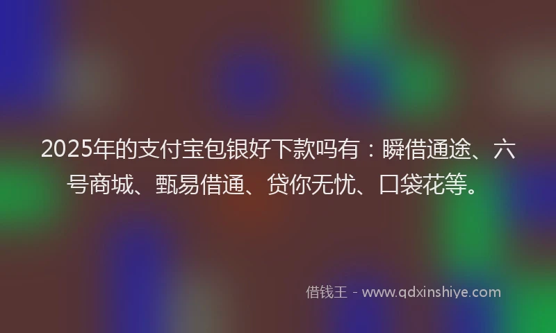 2025年的支付宝包银好下款吗有：瞬借通途、六号商城、甄易借通、贷你无忧、口袋花等。