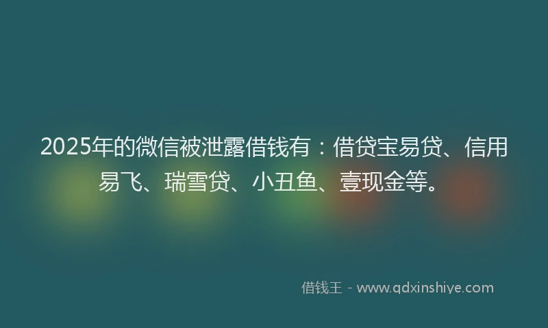 2025年的微信被泄露借钱有：借贷宝易贷、信用易飞、瑞雪贷、小丑鱼、壹现金等。