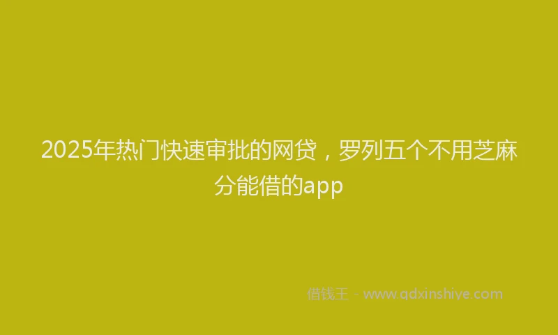 2025年热门快速审批的网贷，罗列五个不用芝麻分能借的app