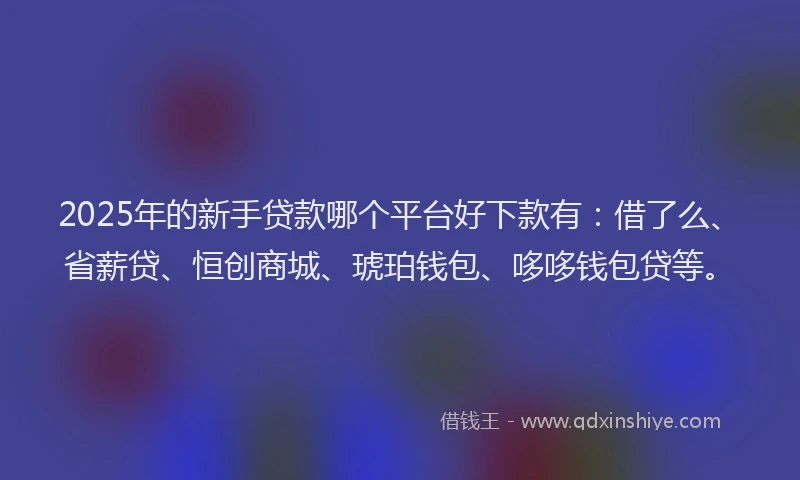 2025年的新手贷款哪个平台好下款有：借了么、省薪贷、恒创商城、琥珀钱包、哆哆钱包贷等。