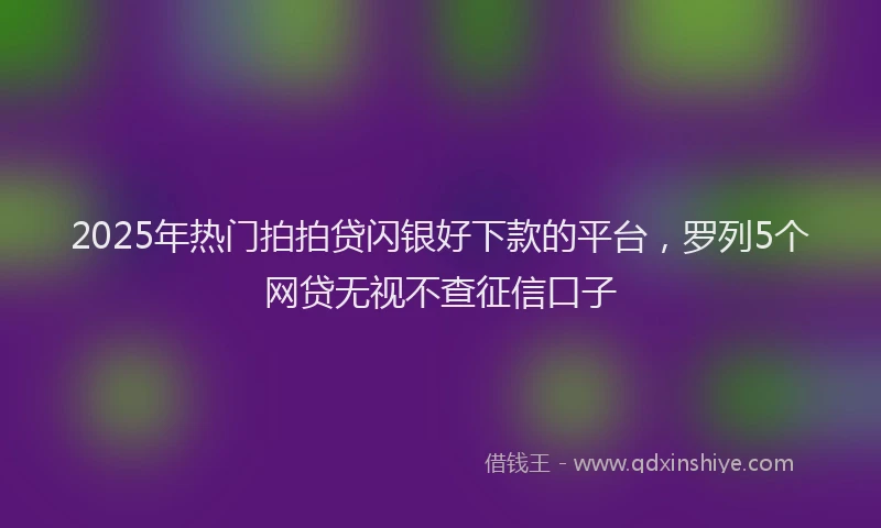2025年热门拍拍贷闪银好下款的平台，罗列5个网贷无视不查征信口子