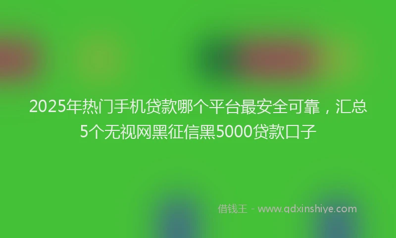 2025年热门手机贷款哪个平台最安全可靠，汇总5个无视网黑征信黑5000贷款口子