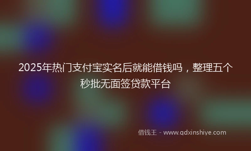 2025年热门支付宝实名后就能借钱吗，整理五个秒批无面签贷款平台