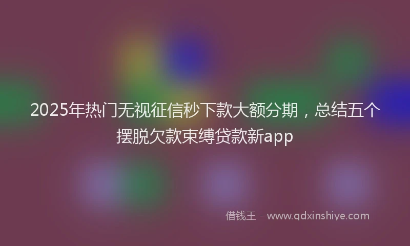 2025年热门无视征信秒下款大额分期，总结五个摆脱欠款束缚贷款新app