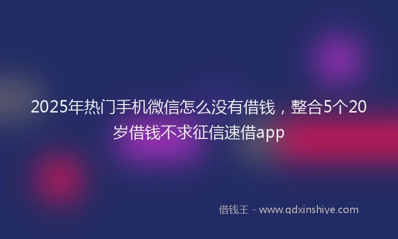 2025年热门手机微信怎么没有借钱，整合5个20岁借钱不求征信速借app