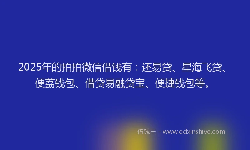 2025年的拍拍微信借钱有：还易贷、星海飞贷、便荔钱包、借贷易融贷宝、便捷钱包等。