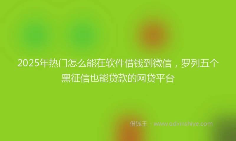 2025年热门怎么能在软件借钱到微信，罗列五个黑征信也能贷款的网贷平台