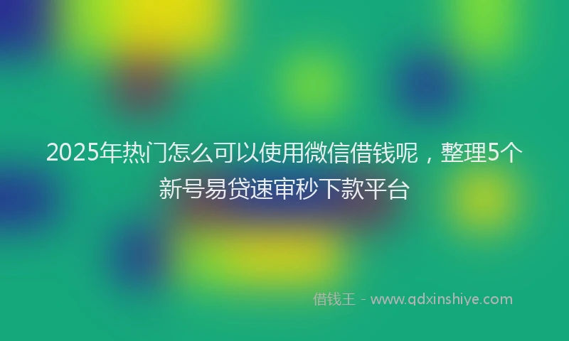 2025年热门怎么可以使用微信借钱呢，整理5个新号易贷速审秒下款平台