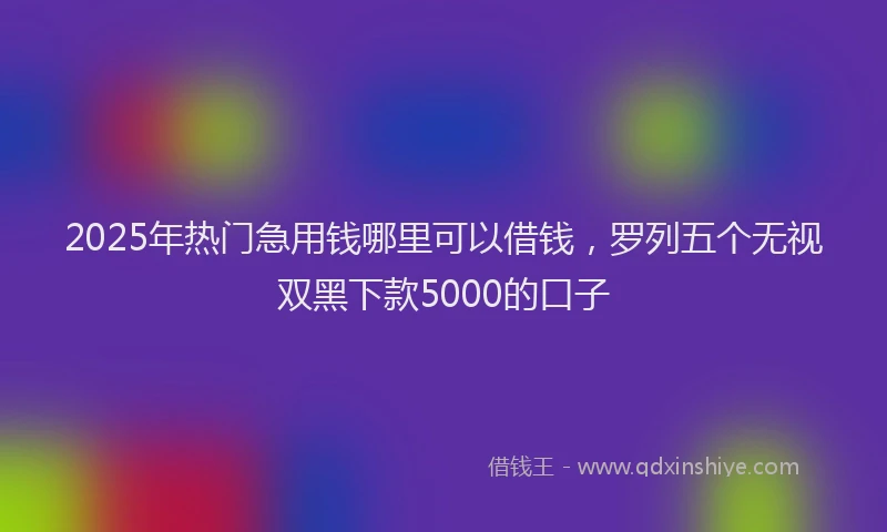 2025年热门急用钱哪里可以借钱，罗列五个无视双黑下款5000的口子