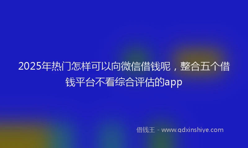 2025年热门怎样可以向微信借钱呢，整合五个借钱平台不看综合评估的app