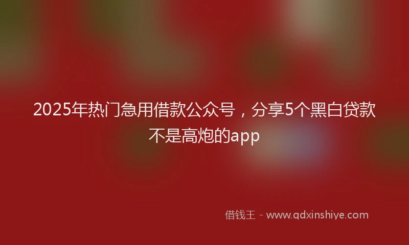 2025年热门急用借款公众号，分享5个黑白贷款不是高炮的app