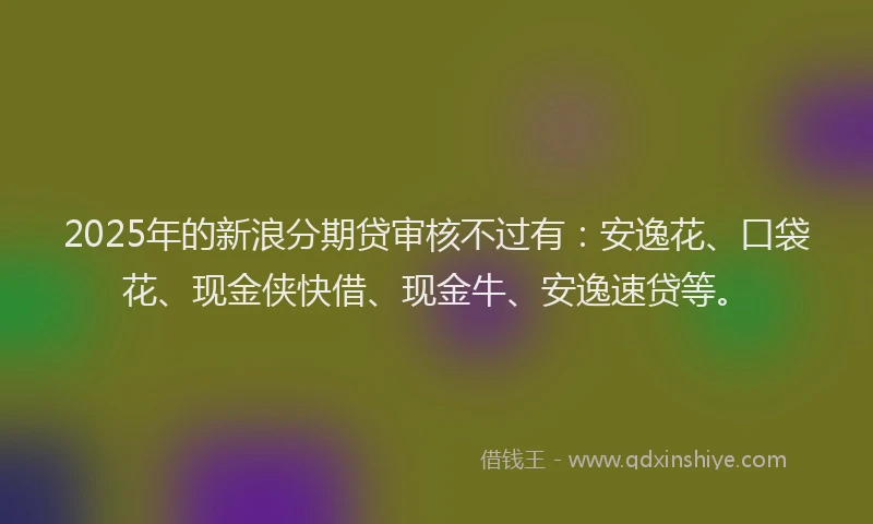 2025年的新浪分期贷审核不过有：安逸花、口袋花、现金侠快借、现金牛、安逸速贷等。