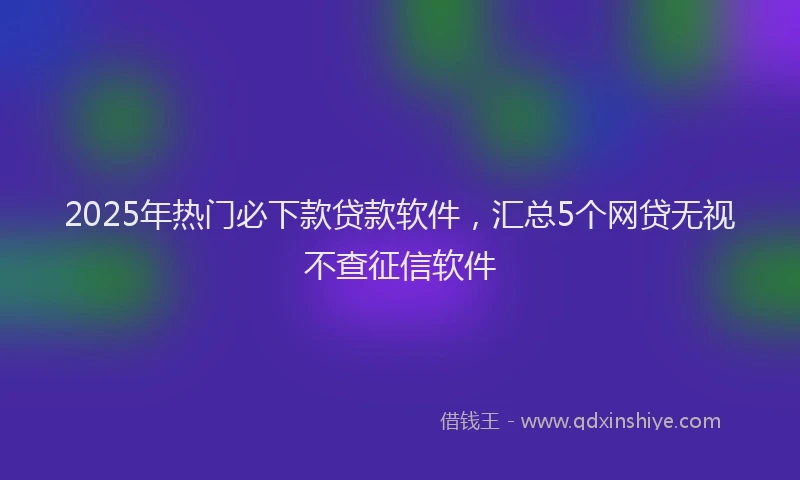 2025年热门必下款贷款软件，汇总5个网贷无视不查征信软件