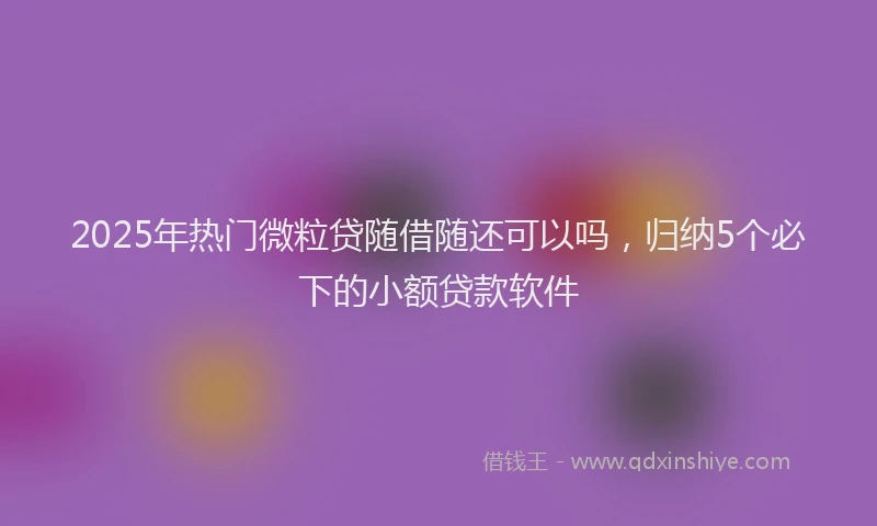 2025年热门微粒贷随借随还可以吗，归纳5个必下的小额贷款软件