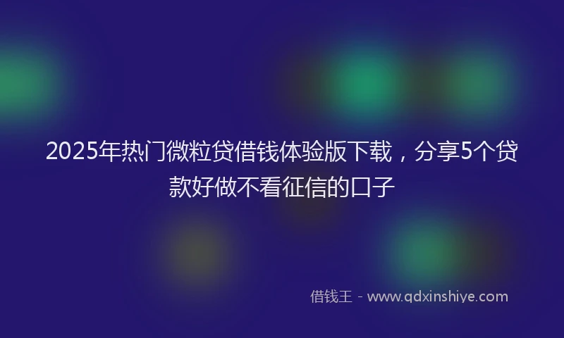 2025年热门微粒贷借钱体验版下载，分享5个贷款好做不看征信的口子