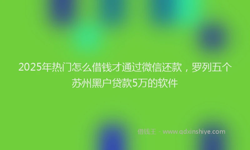 2025年热门怎么借钱才通过微信还款，罗列五个苏州黑户贷款5万的软件