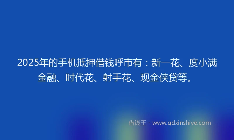 2025年的手机抵押借钱呼市有：新一花、度小满金融、时代花、射手花、现金侠贷等。