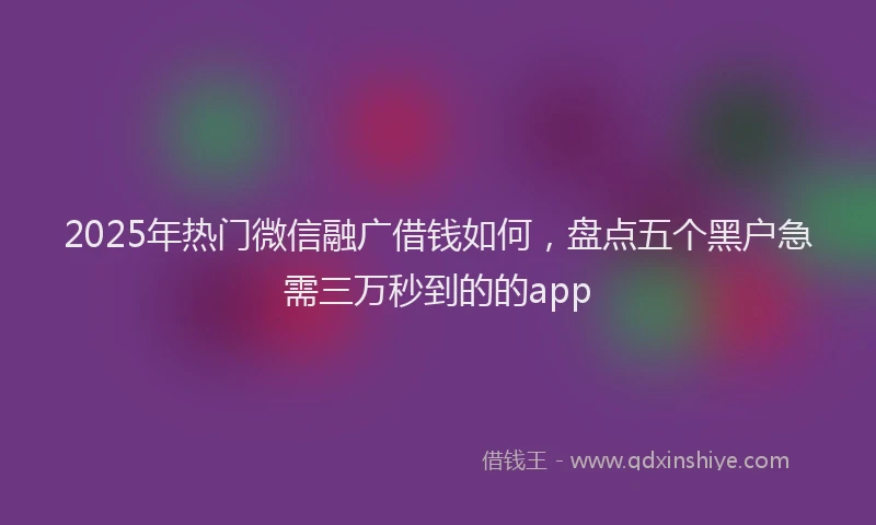 2025年热门微信融广借钱如何，盘点五个黑户急需三万秒到的的app