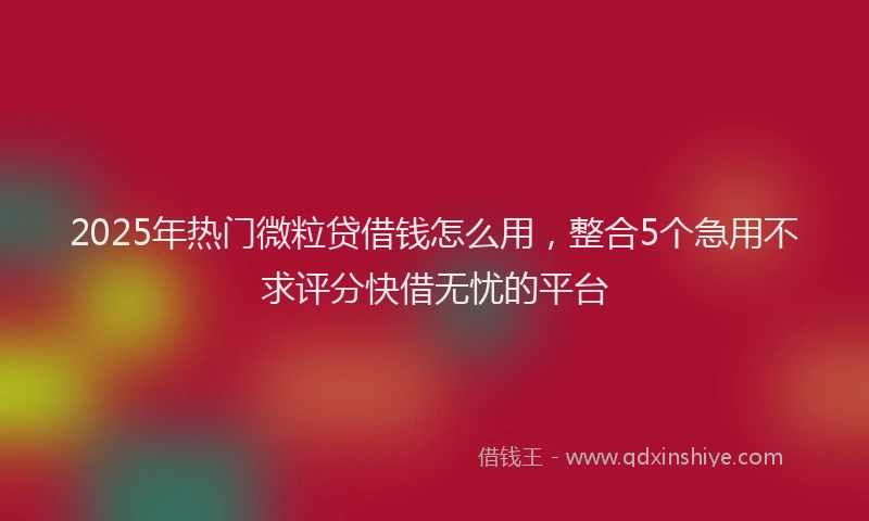 2025年热门微粒贷借钱怎么用，整合5个急用不求评分快借无忧的平台