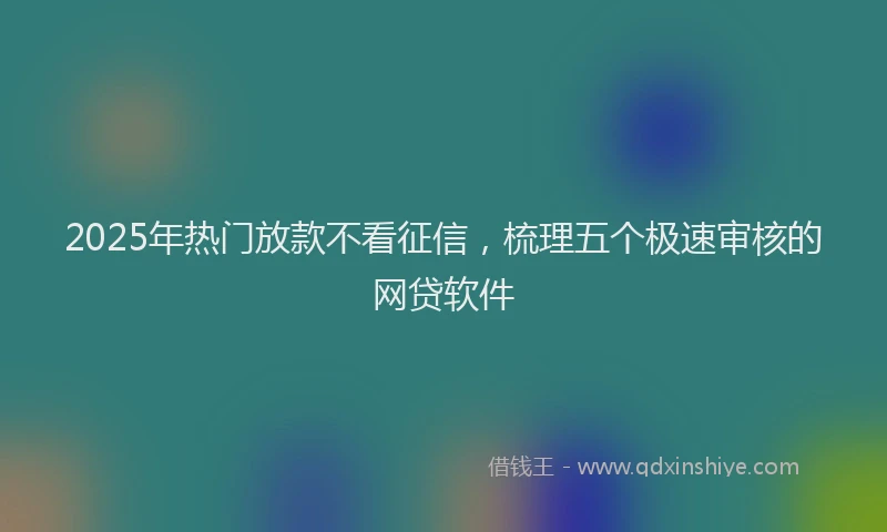 2025年热门放款不看征信，梳理五个极速审核的网贷软件