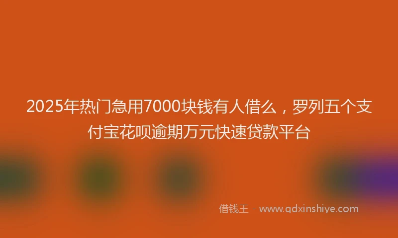 2025年热门急用7000块钱有人借么，罗列五个支付宝花呗逾期万元快速贷款平台