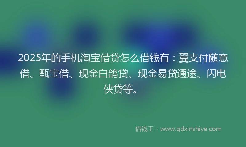 2025年的手机淘宝借贷怎么借钱有：翼支付随意借、甄宝借、现金白鸽贷、现金易贷通途、闪电侠贷等。