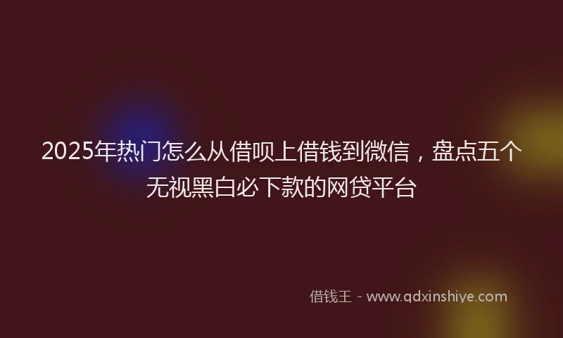 2025年热门怎么从借呗上借钱到微信，盘点五个无视黑白必下款的网贷平台