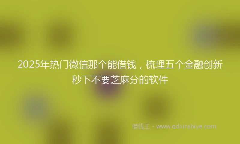 2025年热门微信那个能借钱，梳理五个金融创新秒下不要芝麻分的软件