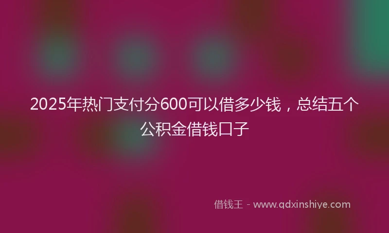 2025年热门支付分600可以借多少钱，总结五个公积金借钱口子