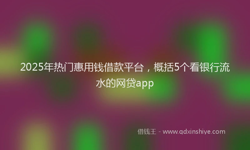 2025年热门惠用钱借款平台，概括5个看银行流水的网贷app
