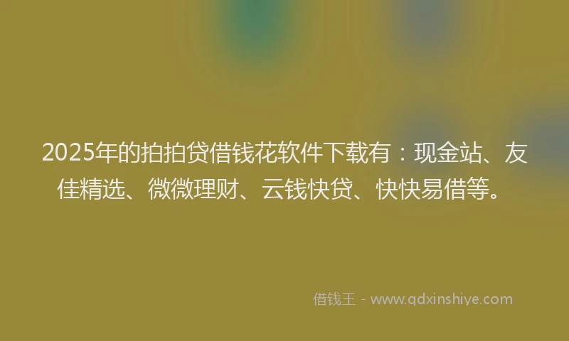 2025年的拍拍贷借钱花软件下载有：现金站、友佳精选、微微理财、云钱快贷、快快易借等。