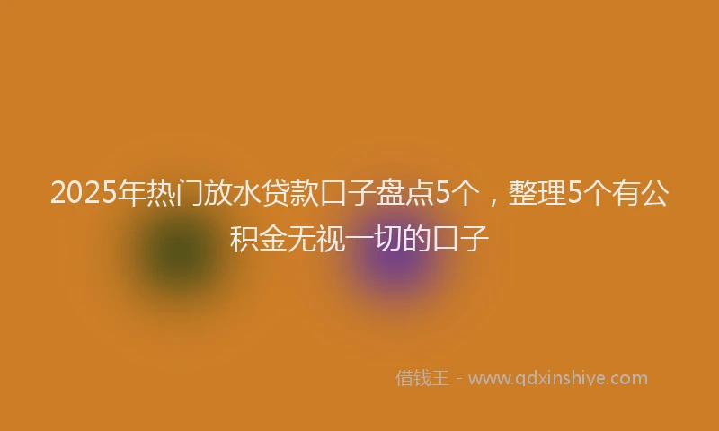 2025年热门放水贷款口子盘点5个，整理5个有公积金无视一切的口子