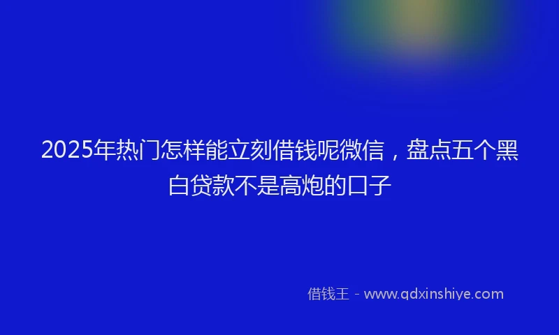 2025年热门怎样能立刻借钱呢微信，盘点五个黑白贷款不是高炮的口子