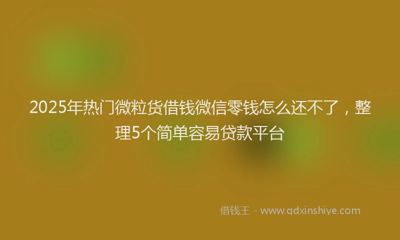 2025年热门微粒货借钱微信零钱怎么还不了，整理5个简单容易贷款平台