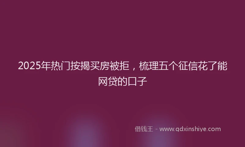 2025年热门按揭买房被拒，梳理五个征信花了能网贷的口子