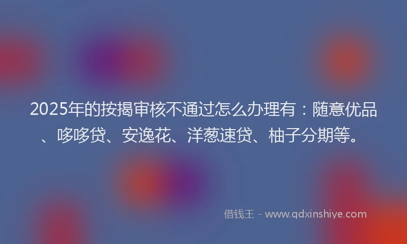 2025年的按揭审核不通过怎么办理有：随意优品、哆哆贷、安逸花、洋葱速贷、柚子分期等。