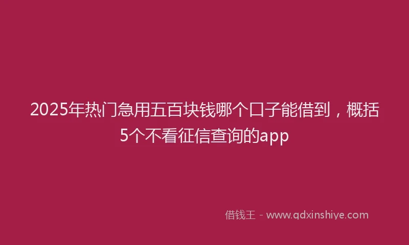 2025年热门急用五百块钱哪个口子能借到，概括5个不看征信查询的app