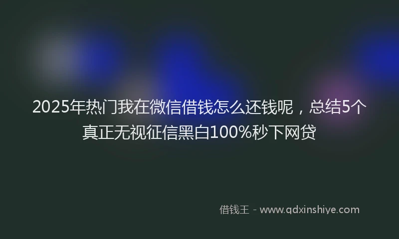2025年热门我在微信借钱怎么还钱呢，总结5个真正无视征信黑白100%秒下网贷