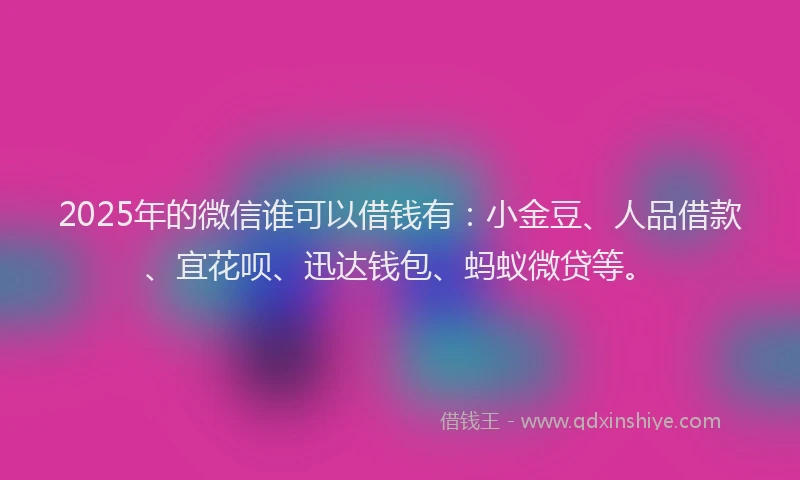 2025年的微信谁可以借钱有：小金豆、人品借款、宜花呗、迅达钱包、蚂蚁微贷等。