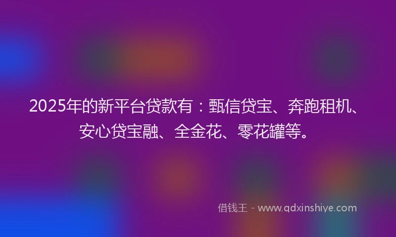 2025年的新平台贷款有：甄信贷宝、奔跑租机、安心贷宝融、全金花、零花罐等。