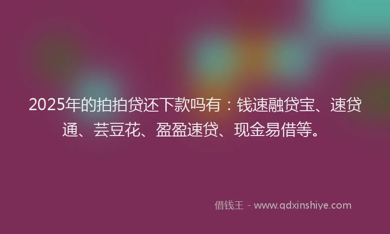 2025年的拍拍贷还下款吗有：钱速融贷宝、速贷通、芸豆花、盈盈速贷、现金易借等。
